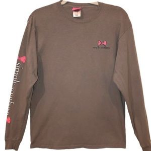 Simply SOUTHERN Grey and Pink Long Sleeve Cactus Graphic Tee Size Medium